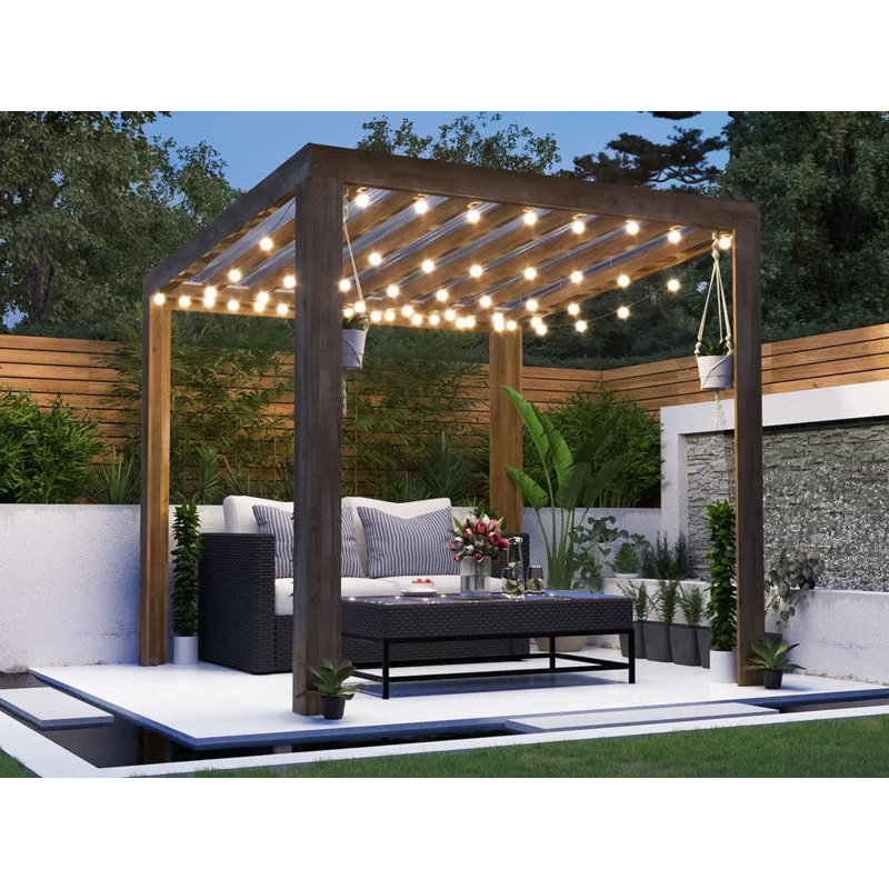 Dunster House Pergola with Roof Pressure Treated Wooden Outdoor Canopy Shelter TerraCube, 244" H x 245" W x 350" D