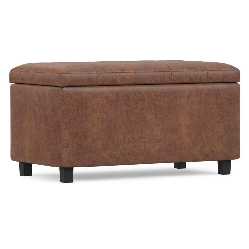 Banc repose-pieds avec rangement caché Cosmopolitan, Brun selle vieilli