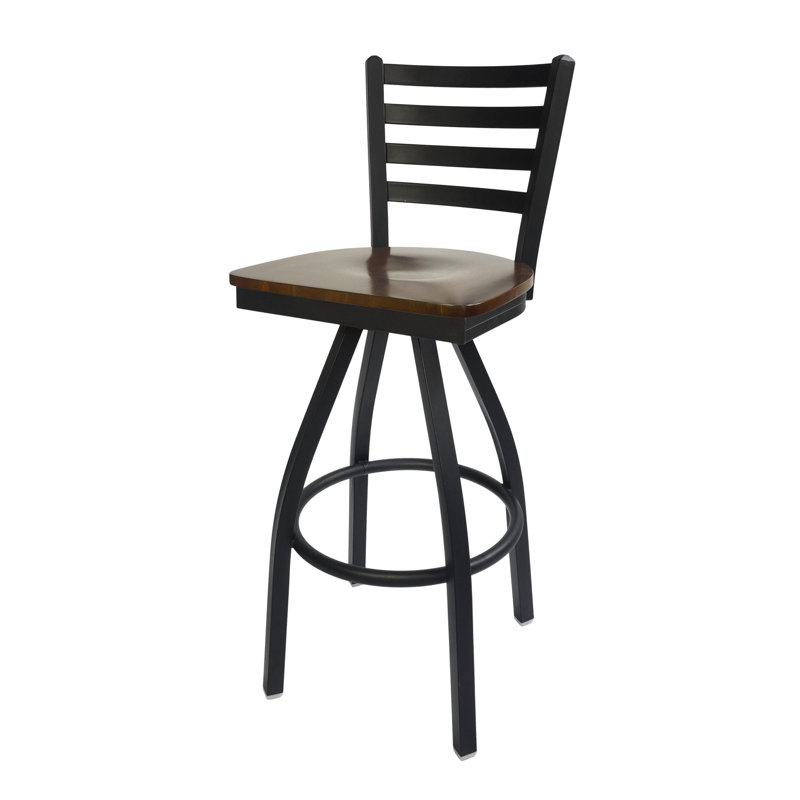 Swivel Counter Stool with Metal Frame, Walnut/Black