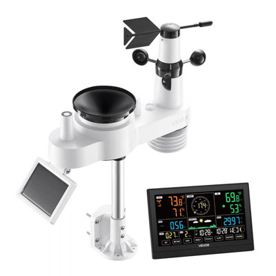 7-in-1 Wireless Weather Station, 7.5-Inch VA Display, Solar Powered Outdoor Sensor, Rain Gauge, Indoor Outdoor for Weather Forecast, Temperature, Humidity, Wind Speed and Direction (No WiFi)