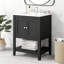 Meuble-lavabo moderne de 24 po avec lavabo en céramique élégant, structure en bois massif et tablette ouverte-2075868550