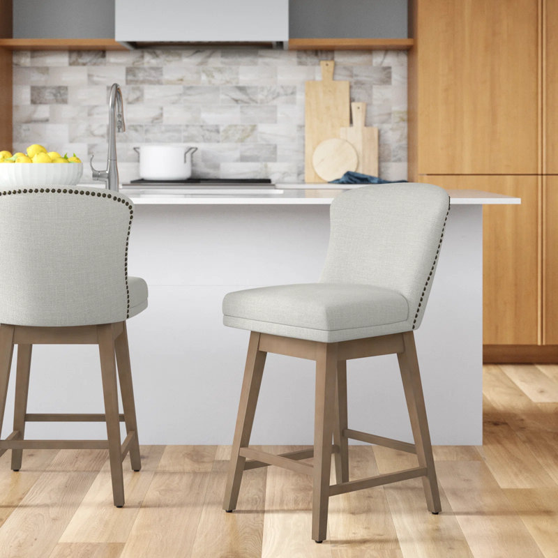 Tabouret de comptoir pivotant 26 po Azena, Lin, Brun clair