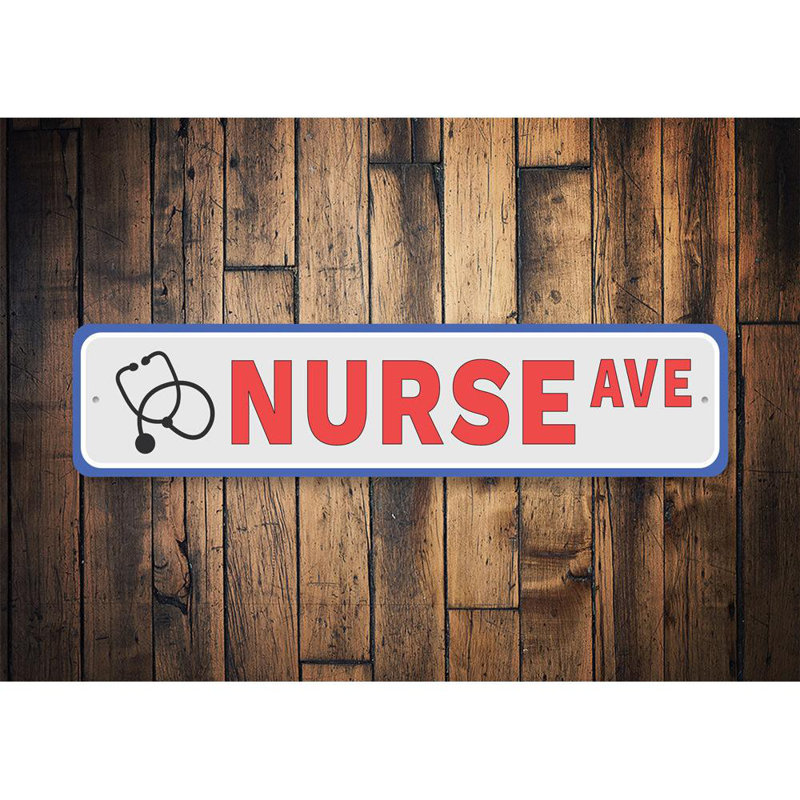 Plaque en aluminium Nurse Street, H 6 po x l 24 po x P 0,06 po