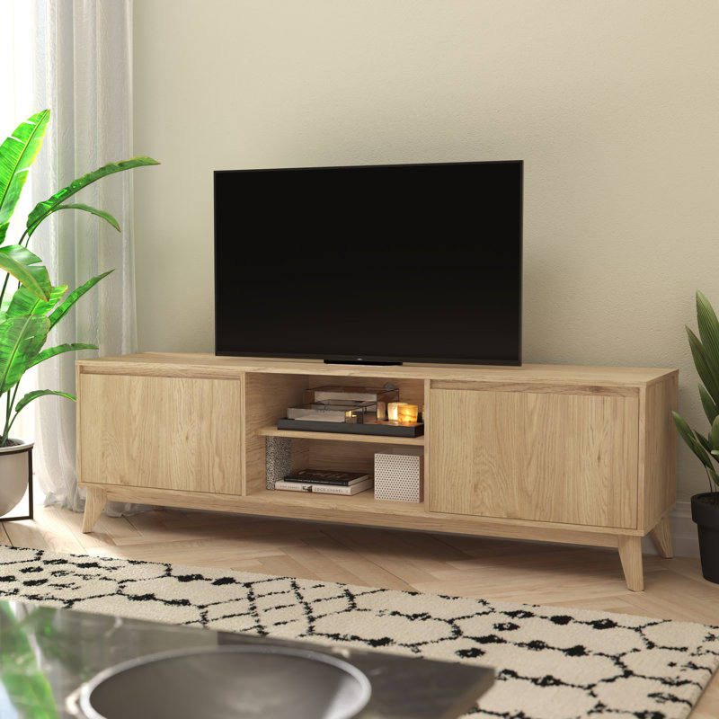 Amittai Engineered Wood TV Stand for TVs by Flash Furniture, 71", Natural Wood