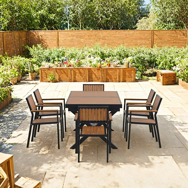 Ensemble de table et chaises Alfresco - gris naturel, Noir/naturel