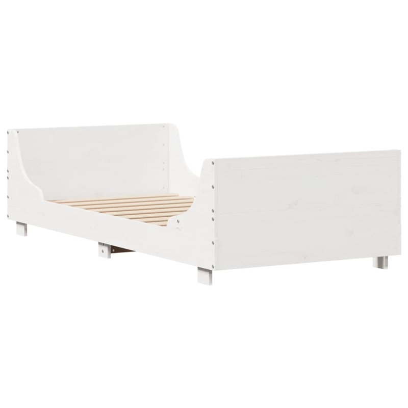 Solid Wood Bed, European Single (90 x 200cm), White
