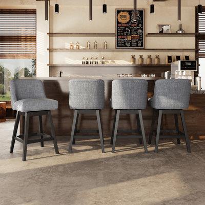 360°Bar Counter Stool with Solid Wood Frame