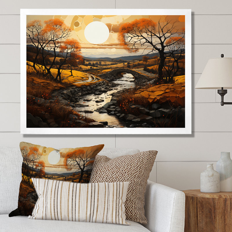 «Countryside the Old Bridge IV», reproduction sur toile, H 34 po x l 44 po x P 1,5 po, Cadre photo blanc