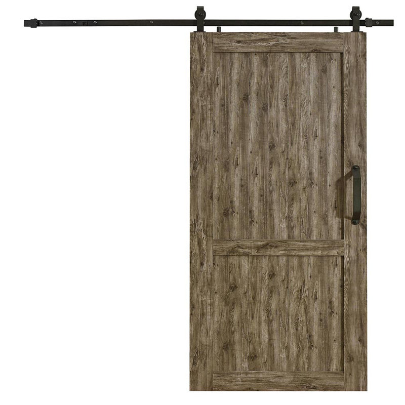 Porte de grange Millbrooke à panneaux en PVC / vinyle avec quincaillerie d'installation, 42" x 84", Gris patiné