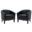 Fauteuil demi-tonneau capitonné en similicuir noir Edvardas-239021680