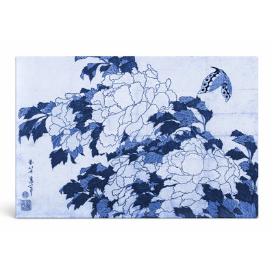 Pivoines et papillon (vers 1833) - art mural sur toile paysage