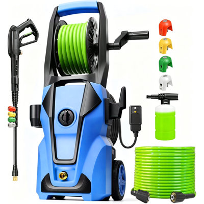 Electric Pressure Washer 5000 PSI Power Wahser with Pressure Control, GFCI, Powerwashers for Homeowners, 23FT Hose, 500ml Foam Cannon, Portable Power Washer for Home, Car, Blue