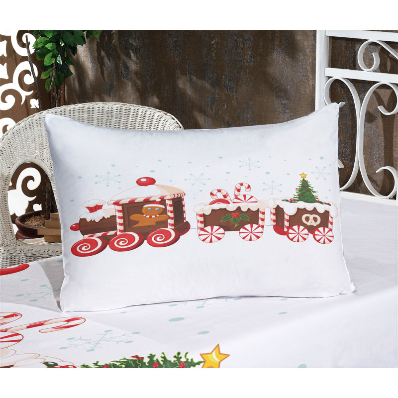 Drap-housse et coussin décoratif Ambesonne Christmas, blanc brun vermillon, Twin Sheet Set + 5 Additional pieces