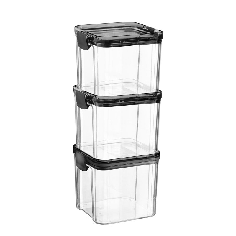 Argon Tableware 700ml Food Storage Containers - Set of 3, Black