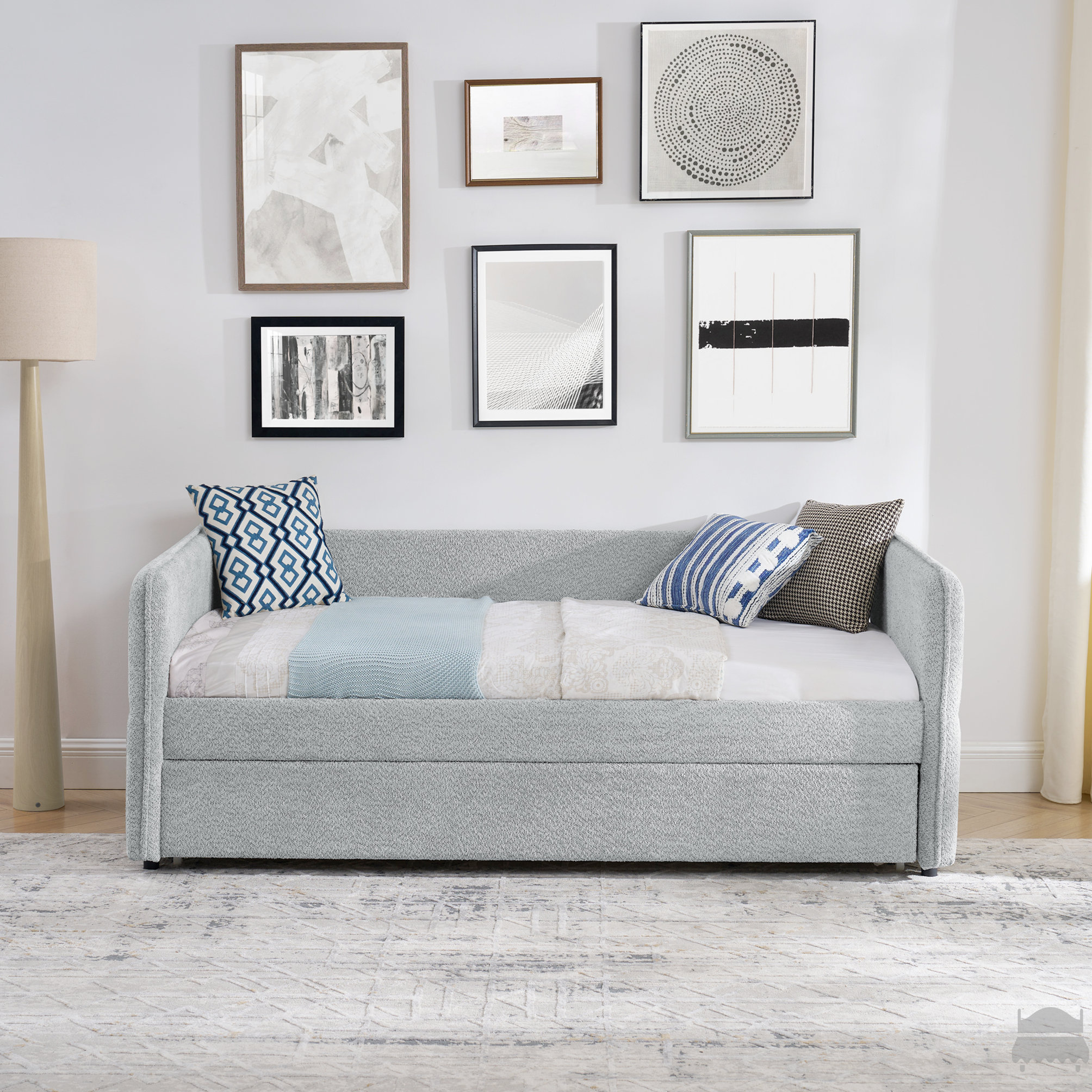 Ebern Designs Daybed With Trundle Upholstered Tufted Sofa Bed, Twin ...