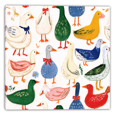 Colourful Farm Ducks Wrapped Canvas Wall Art