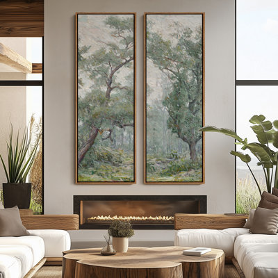 Vintage Floral and Landscape Wall Art - 20x60 inches Framed Canvas Set of 2