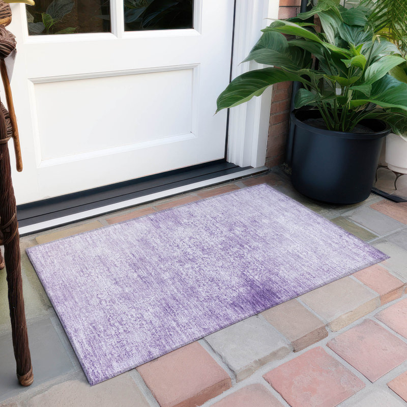Tapis lilas Xhevrie intérieur / extérieur lavable à la machine, Rectangle 1 pi 8 po x 2 pi 6 po