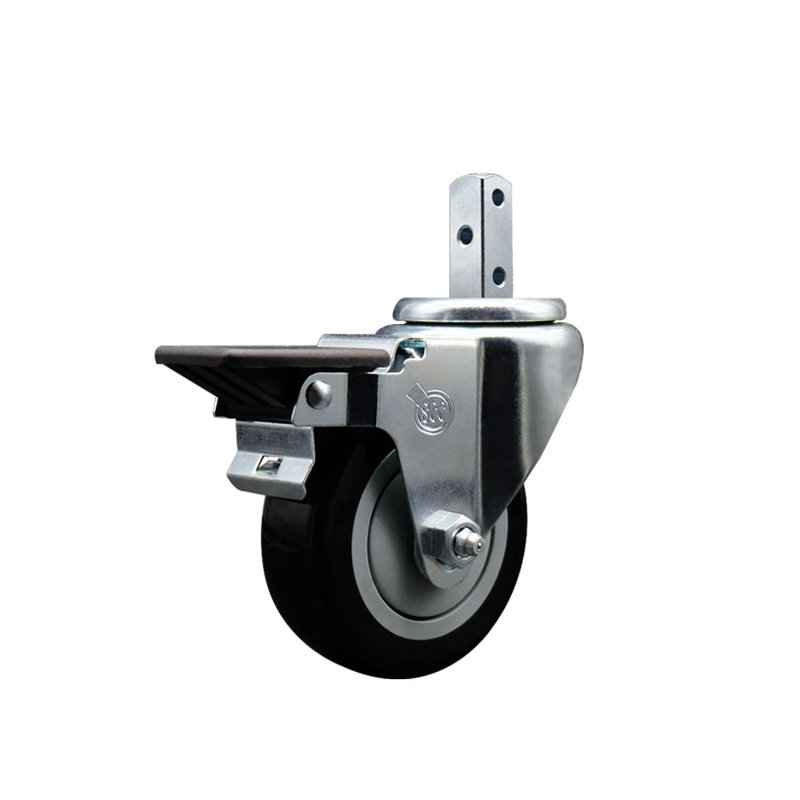 Polyurethane Caster, Black, 7/8" square stem