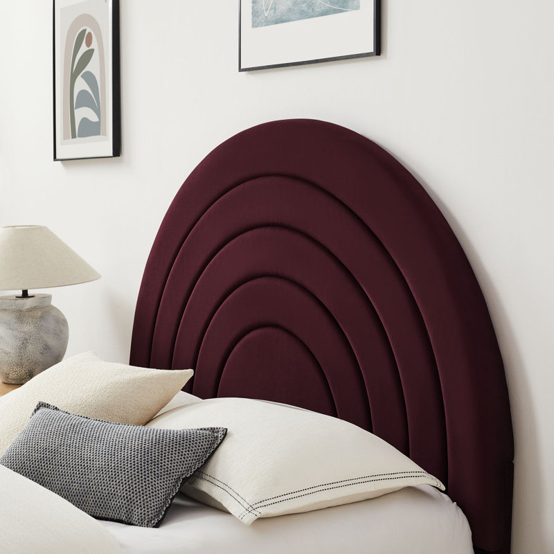 Solana Arched Performance Velvet Platform Bed, Mulberry, Queen