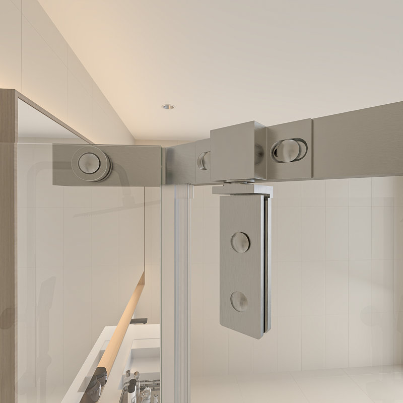 Cabine de douche réversible demi-cadre l 38 po x P 38 po x H 72 po, Nickel
