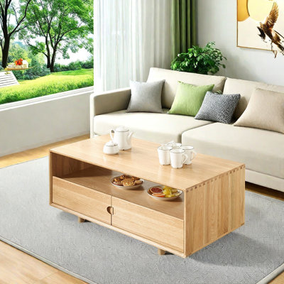 All-solid wood minimalist modern coffee table