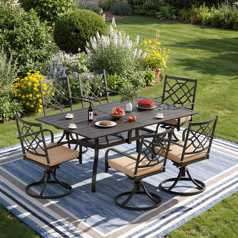 6 - Person Rectangular Outdoor Dining Set with Cushions