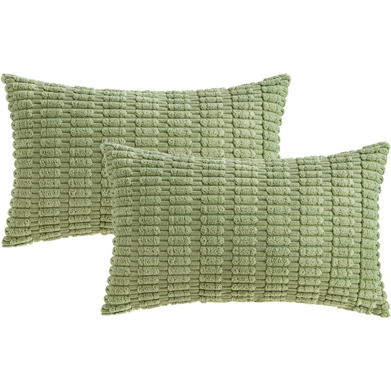 Treshawn Striped Polyester Pillow Cover, Green