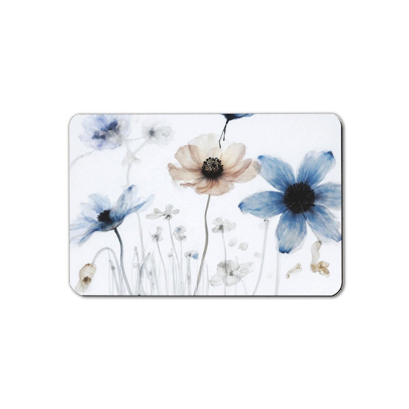 Tapis de bain délicat à motif floral bleu et beige 16 x 24, pour l'entrée de salle de bain