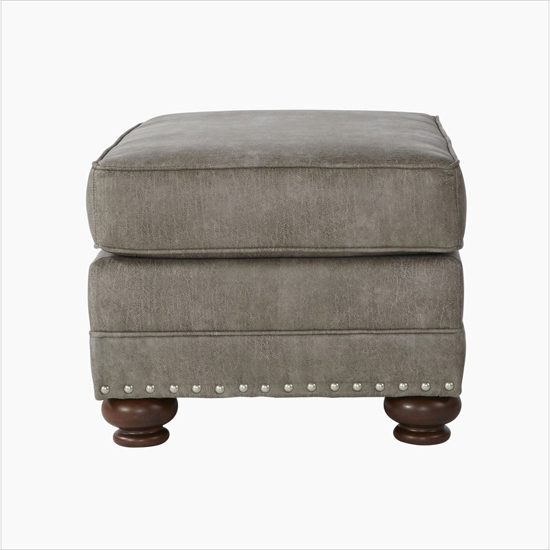 Shandon Fabric Upholstered Nailhead Ottoman, Goliath Mica