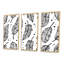 «Black Boho Feathers On White», ensemble de 3 impressions sur toile à cadre flottant-1419847328-1419847330