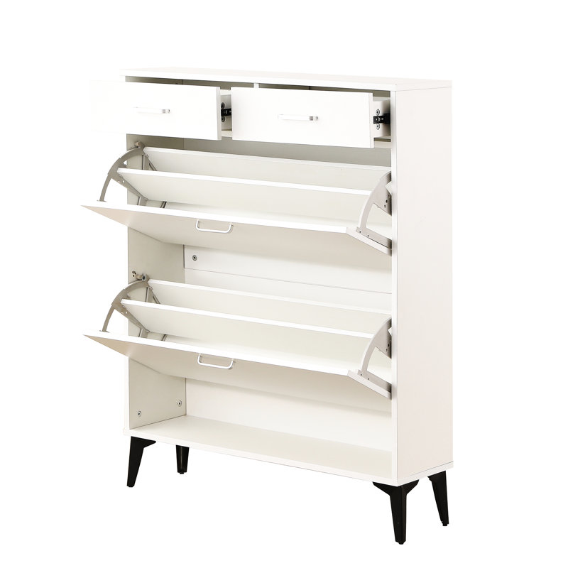 Armoire à chaussures en panneau de particules avec beaucoup de rangement pour la maison - Espace fonctionnel blanc du salon