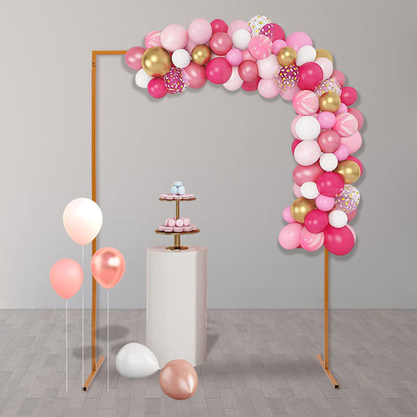 Stonehill 7.2ft Metal Wedding Arch Backdrop Stand for Wedding Flower Arrangements Balloon Everly Quinn