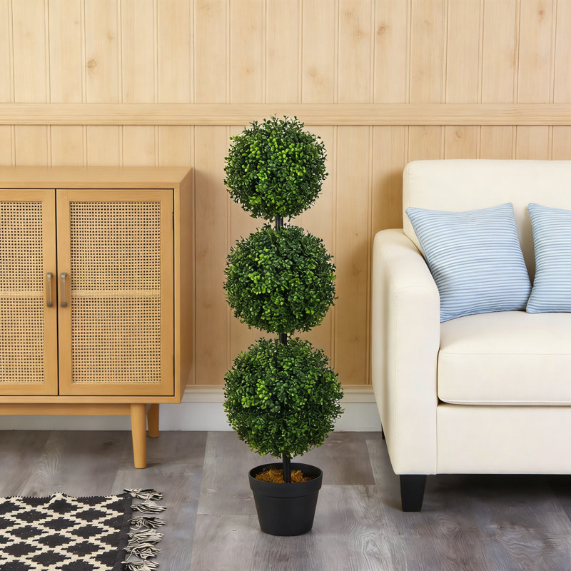 36In Artificial Triple Ball Boxwood Topiary Tree