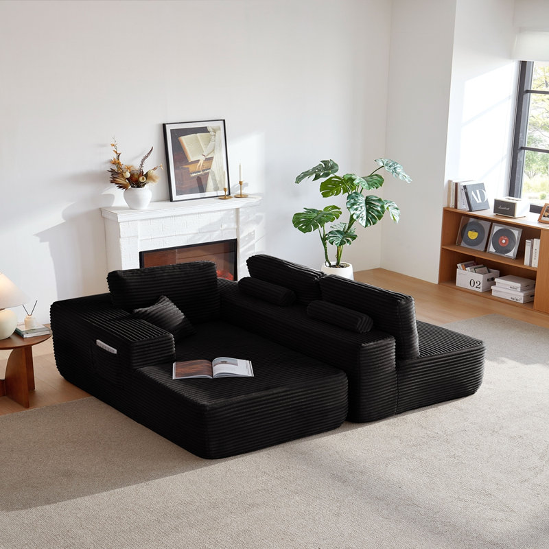 Couches rembourrées pour la chambre à coucher du salon, aucun assemblage requis, Noir