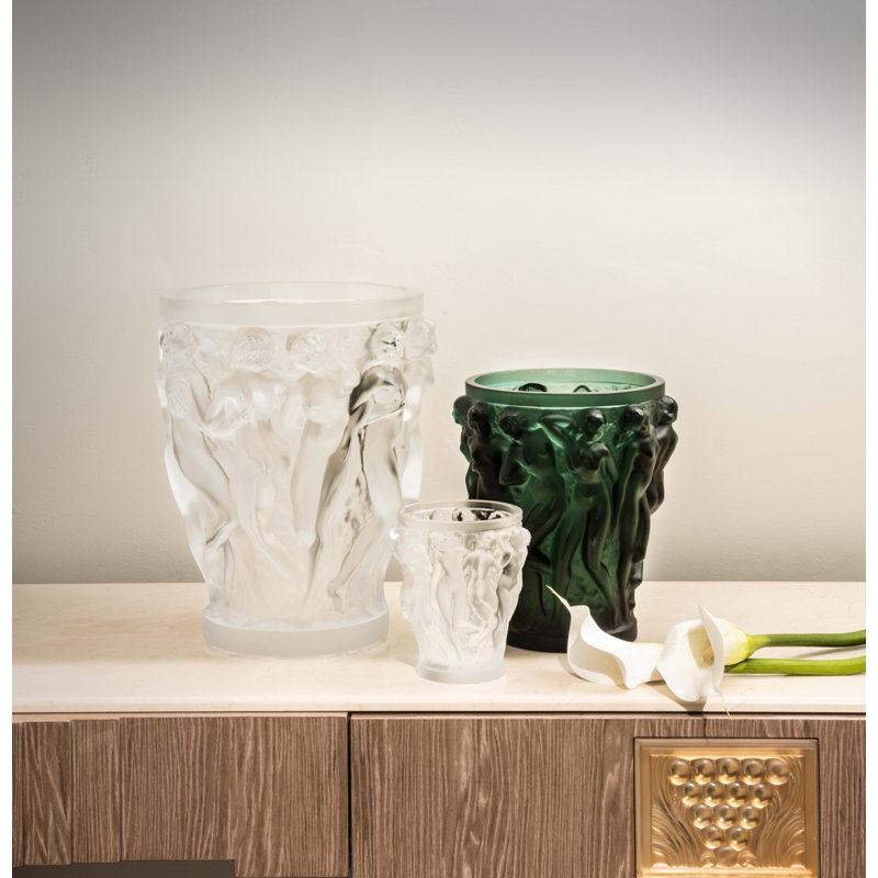 Bacchantes Handmade Crystal Table Vase, 5.75" H x 4.84" W x 4.84" D, Clear
