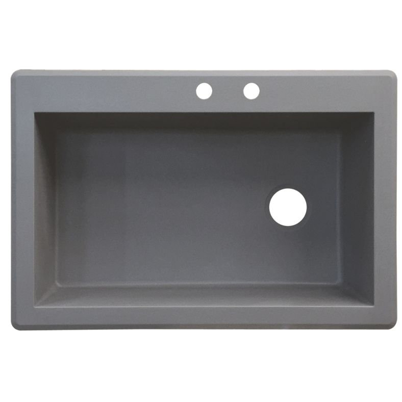 Radius 33'' L Single Bowl Granite Kitchen Sink, Gray, 2 hole