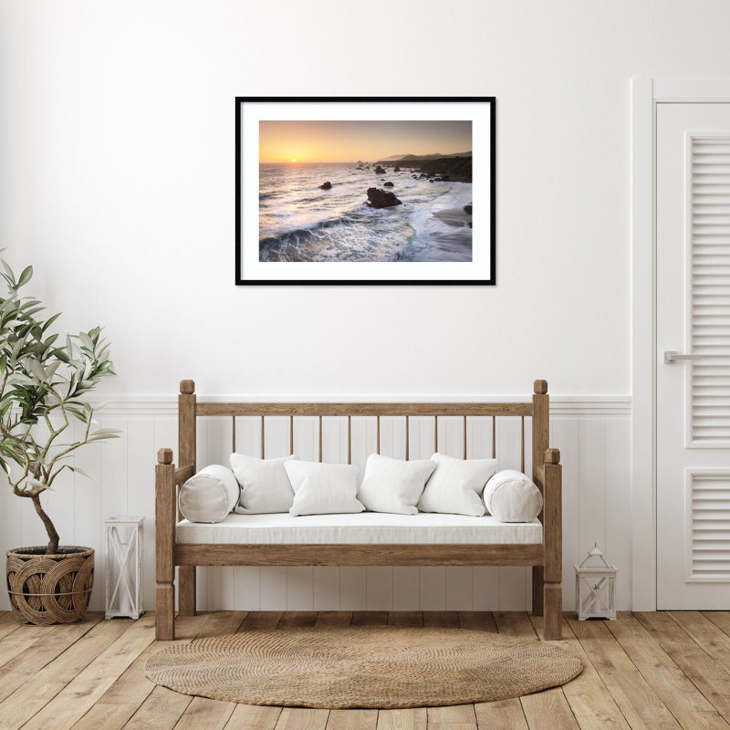 «Sonoma Beach Sunset» par Alan Majchrowicz, reproduction d'art encadrée sur bois, H 30 po x l 41 po