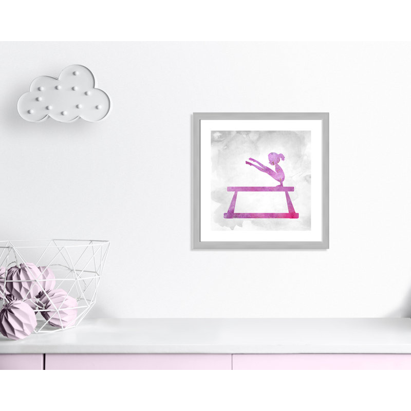 Gymnastique 3, impression sur papier, H 24,5 po x l 24,5 po x P 0,63 po, Encadrement argent brossé