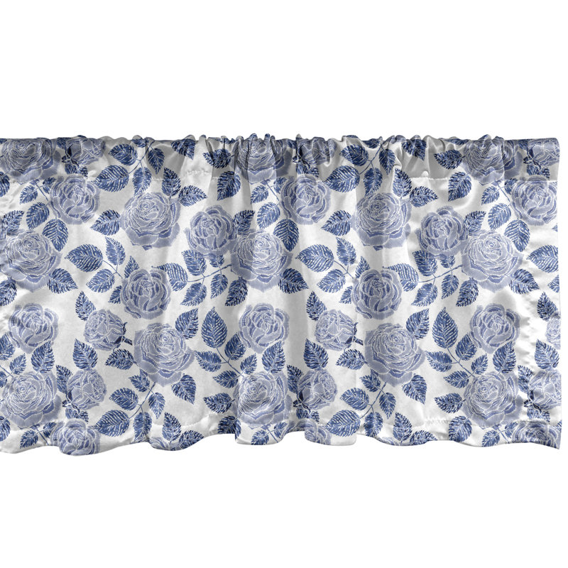 Cantonnière Ambesonne - lot de 2 pétales romantiques monochromes - violet foncé - bleu ciel