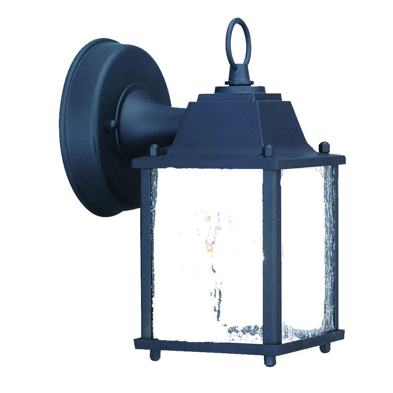 Lanterne murale suspendue en verre givré, Noir mat