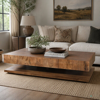 Modern Low Profile Solid Wood Coffee Table