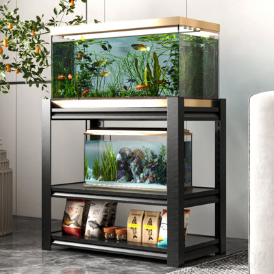 Support d'aquarium de 20 à 30 gallons - support d'aquarium en métal, support d'aquarium robuste pour reptile réglable de l 34 po x P 18 po x H 31 po, étagère d'aquarium réglable à 3 niveaux pour le bureau personnel, réservoir non inclus