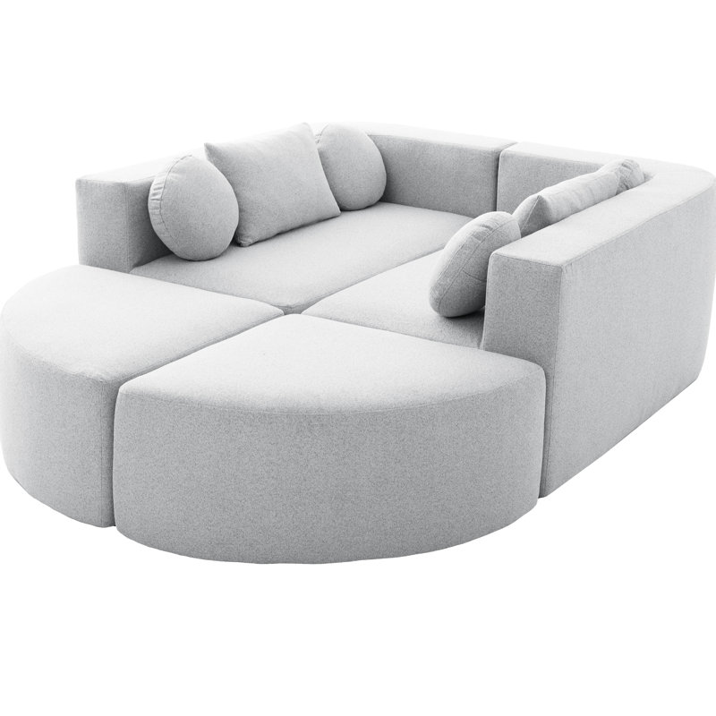 Grey Boneless - Combined With Customizable Shape, Curved Modules, And Comfortable Seating For Relaxing Sectional Unique Ample Seating, Soft Fabric