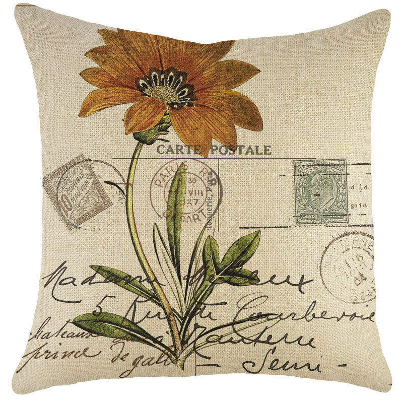 Carte Postale Reversible Throw Pillow