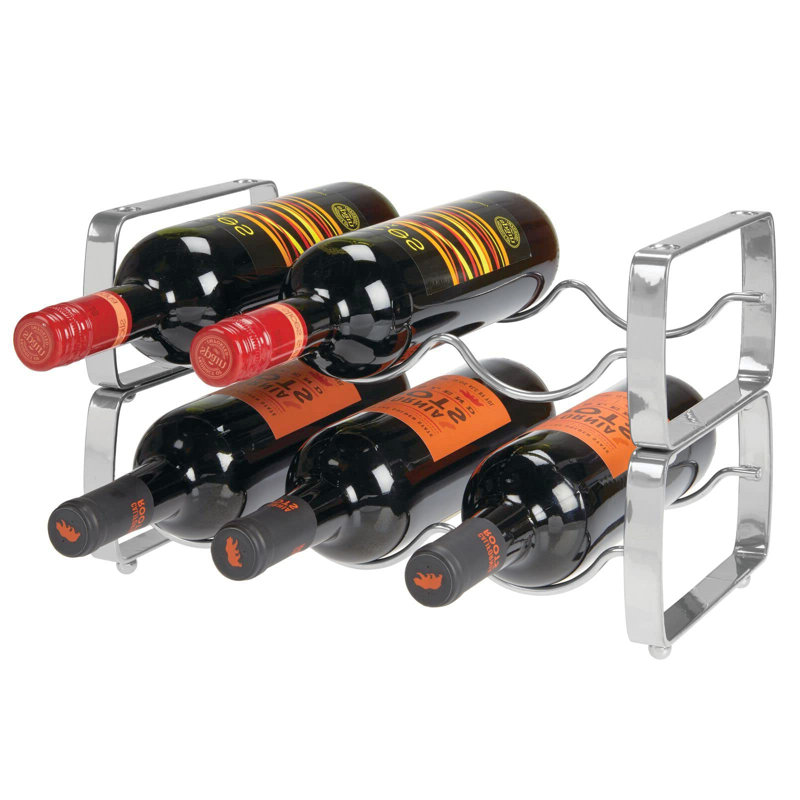 Greger 3 Bottle Tabletop Wine Bottle Rack, Silver