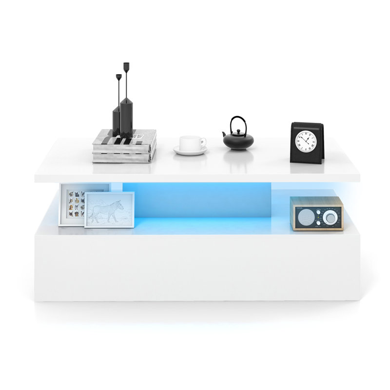 Asilah Block Coffee Table with Storage, White