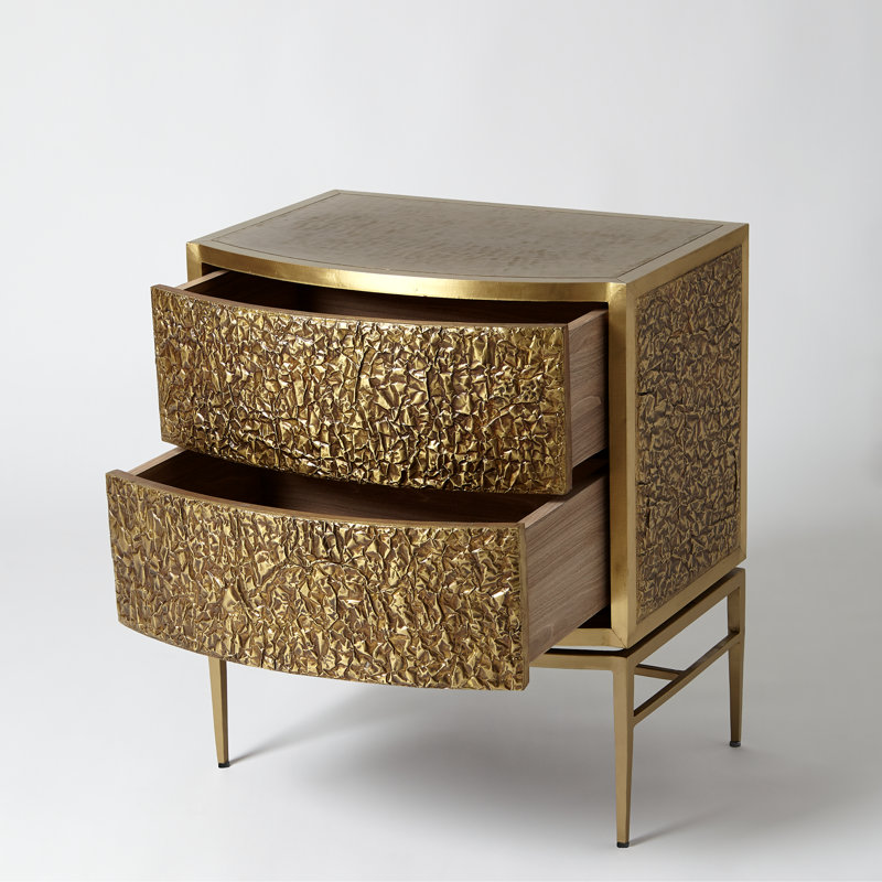Crinkle Bedside Chest-Brass/Bronze