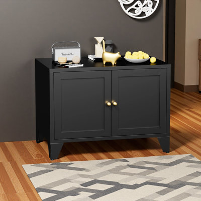 Metal Cat Litter Box Enclosure, Modern Hidden Litter Box Furniture Indoor Pet House, Freestanding Cat Washroom Cabinet Fits Most Standard Litter Boxes, Decorative Pet Side Table for Home