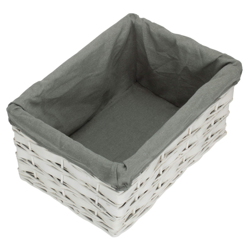 Highland Dunes Wicker Decorative Basket, White Grey